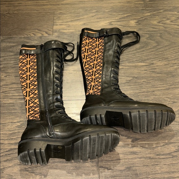 ANTONIO MELANI Black and Orange Combat Boots - Picture 4 of 5